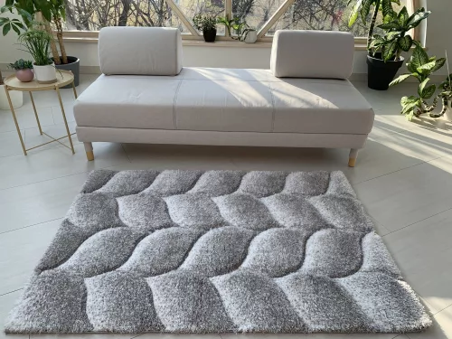 Diamonds Carpet  3d Shaggy 5cm 481 gray-white (szürke-fehér) 120x170cm szőnyeg