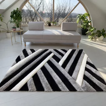   Diamonds Carpet  3d Shaggy 5cm 302A black-grey (szürke-fekete) 120x170cm szőnyeg