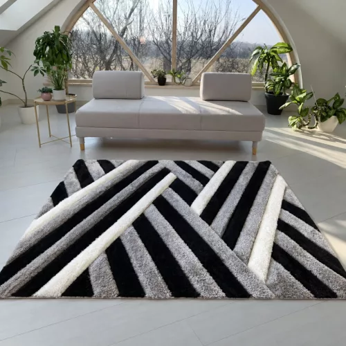 Diamonds Carpet  3d Shaggy 5cm 302A   black-grey (szürke-fekete) 160x230cm szőnyeg