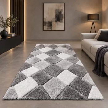   Diamonds Carpet  3d Shaggy 5cm 420  Szürke 120x170cm szőnyeg