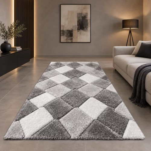 Diamonds Carpet  3d Shaggy 5cm 420  Szürke 120x170cm szőnyeg