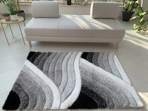 Diamonds Carpet  3d Shaggy 5cm 482  white-grey (szürke-fehér) 120x170cm szőnyeg