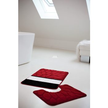 Fürdőszobai szőnyeg 2990 (Bordó Fekete) 2 részes 50x80