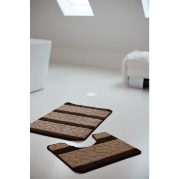 Fürdőszobai szőnyeg 2990 (csíkos barna)2 részes 50x80