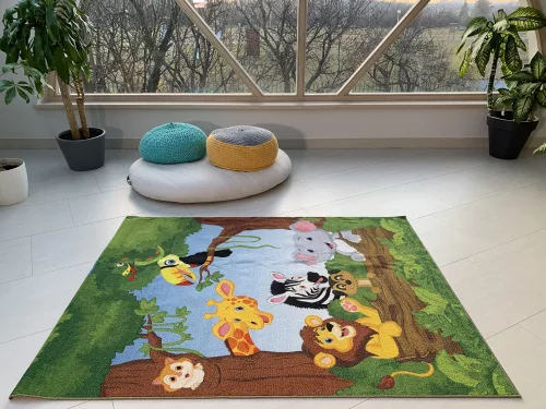 Gyerek szőnyeg színes dzsungel 80x120cm