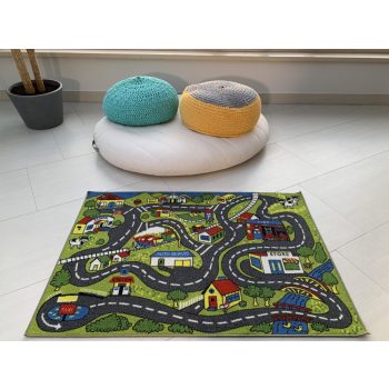 Gyerek szőnyeg zöld autópáylás 130x180cm