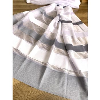 Kész függöny fehér alapon szürke csíkos 300x160cm