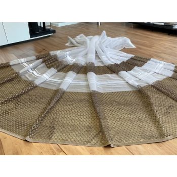   Kész függöny fehér alapon barna csíkos lyukacsos 300x160cm