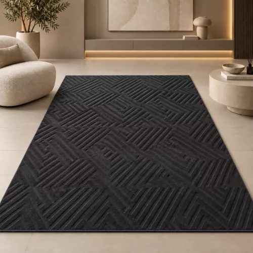 Veluxe  fekete modern szőnyeg 120x170 cm