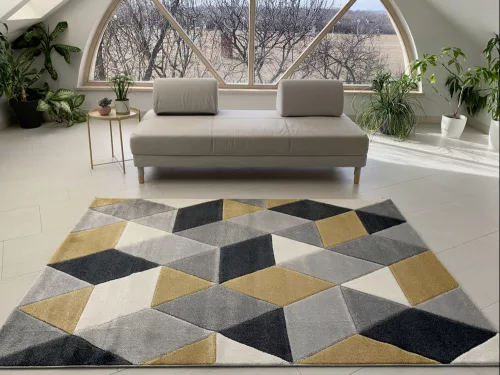 Multicolor rombusz mintás yellow-gray 8797 (sárga-szürke) szőnyeg  80x250cm