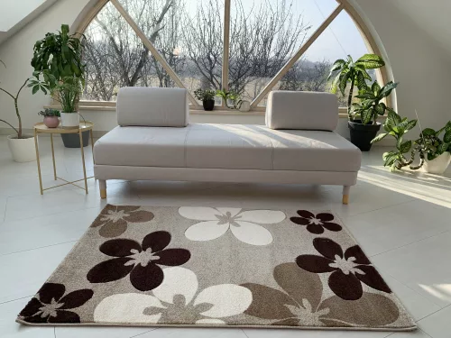 Capri Bézs virág mintás (Beige) szőnyeg 3db-os 80xszett