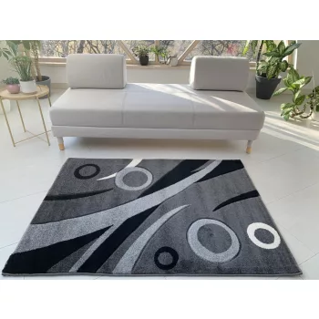   Capri Szürke Fekete Karikás minta 0201 (grey-black) szőnyeg      120x170