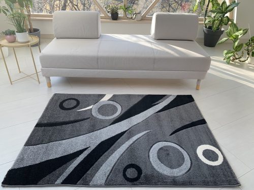 Capri Szürke Fekete Karikás minta 0201 (grey-black) szőnyeg      120x170