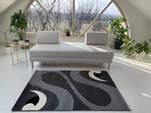 Capri Szürke Fekete Karikás minta 8246 (grey-black) szőnyeg  80x250