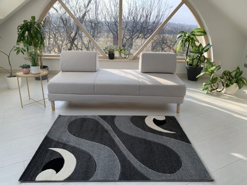 Capri Szürke Fekete Karikás minta 8246   (grey-black) szőnyeg      200x290